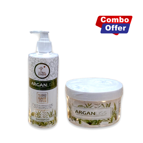 Global Amazon - Argan Liss Shampoo + Argan Liss Mask 500+500 ML - 1000 - ML