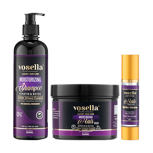 Vosella - Moisturizing Keratin & Botox Shampoo + Mask + Serum (500 + 500 + 100) ML - 1100 ML