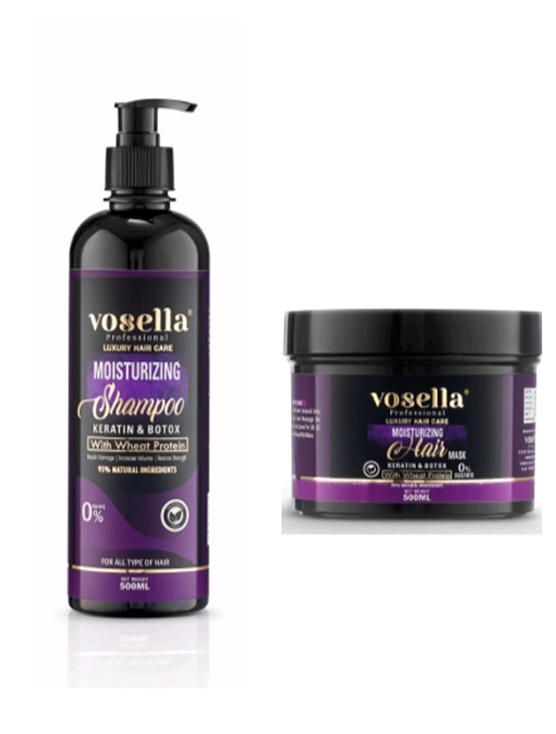 Vosella - Moisturizing Keratin  Botox Shampoo & Mask - (500 + 500) ML