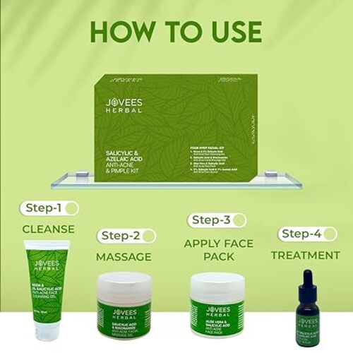 Jovees Herbal - Salicylic & Azelaic Acid Anti Acne & Pimple Facial Kit - Pack Of 1 - 200 Gr