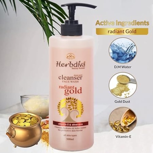 Herbdiva - Radiant Gold Deep Pore Cleanser Face Wash - 500 ML