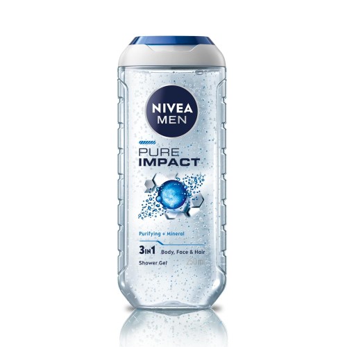 Nivea Men Pure Impact Body & Face & Hair Shower Gel 250 ML