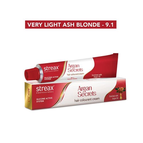 Streax - 9.1 Very Light Ash Blonde Colour Tube - 60 Gr